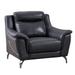 Leatherette Padded Chair with Tufted Backrest, Dark Gray