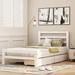 Wood platform bed with two drawers, twin (white)