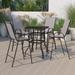 5 Piece Outdoor Glass Bar Patio Table Set with 4 Barstools