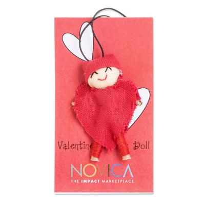 Lucky Love,'Handcrafted Romantic Cotton Worry Doll with Heart Costume'