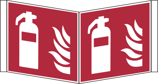 Brandschutzzeichen, Feuerlöscher Winkelschild - ASR A1.3 (DIN EN ISO 7010) - 300x300x1 mm Kunststoff nachleuchtend Image