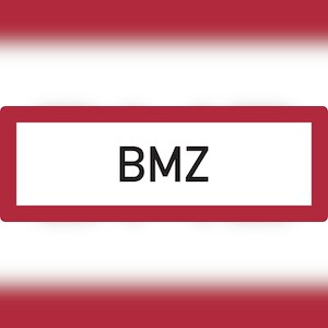 Feuerwehrschild, BMZ (Brandmeldezentrale) - DIN 4066 - 594x210x2 mm Aluminium 2 mm Image