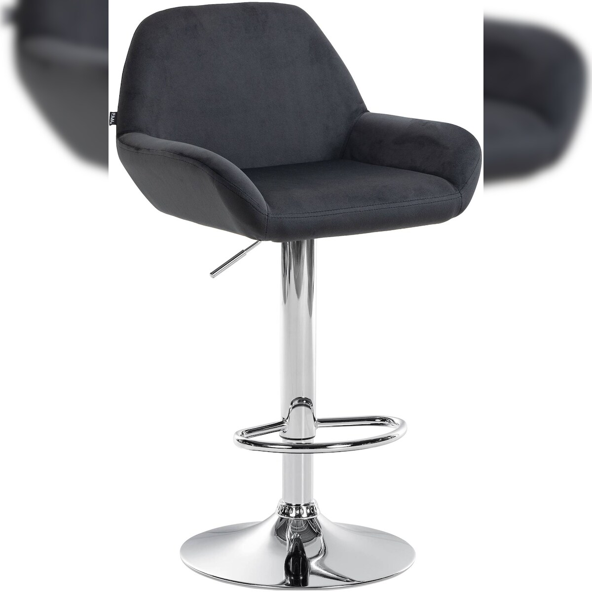 CLP Barhocker Braga Samt schwarz/chrom Image