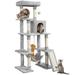 Light Gray 4-Level Plush Cat Tree with Hammock for Kittens, 63" H, 33.7 LBS