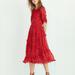 Madewell Dresses | Madewell Red Floral Midi Dress Dress Size 16 | Color: Red | Size: 16