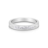 Women's Sterling Silver Diamond Channelset Stackable Band Ring by Haus of Brilliance in White (Size 7)