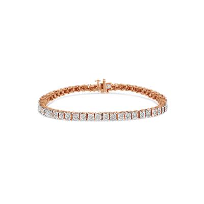 Women's Rose Gold Over Sterling Silver Diamond Square Frame Miracleset Tennis Bracelet 8" by Haus of Brilliance in Rose Gold