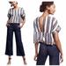 Anthropologie Tops | Maeve Vieques Midi Stripe Embroidered Top S Anthro | Color: Blue/White | Size: S