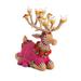 MacKenzie-Childs Patience Brewster Dash Away Sitting Donna Reindeer Figure Resin in Brown/Pink/Red | 8 H x 4.5 W x 8.5 D in | Wayfair 08-41076