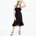 J. Crew Dresses | J. Crew Black Swiss Dot Midi Dress Ruffle Sz 12 | Color: Black | Size: 12