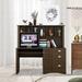 Winston Porter Gregeory Studry Home Office Desk w/ Hutch Wood in Brown | 57.68 H x 59.06 W x 23.62 D in | Wayfair 31A0A0BB1AEF4C618C103FF8409E90F6