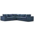 Blue/Brown Sectional - Latitude Run® Commix Down Filled Overstuffed 5 Piece Sectional Sofa Set | 35 H x 118 W x 118 D in | Wayfair