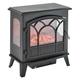 Trueshopping Freestanding Electric Stove Heater - Traditional Panoramic Cast Iron Effect Finish with Realistic LED Flame Effect - Black