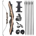 Toparchery 62" Takedown Recurve and Arrows Set for Adults Wooden Riser Hunting Takedown Bow for Target Practice Outdoor Shooting 20-50lbs (50 lbs)