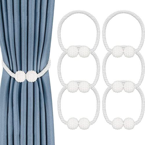 6 Stück Vorhang Raffhalter Magnetisch, Vorhanghalter Elegante Perlenperle Holdbacks