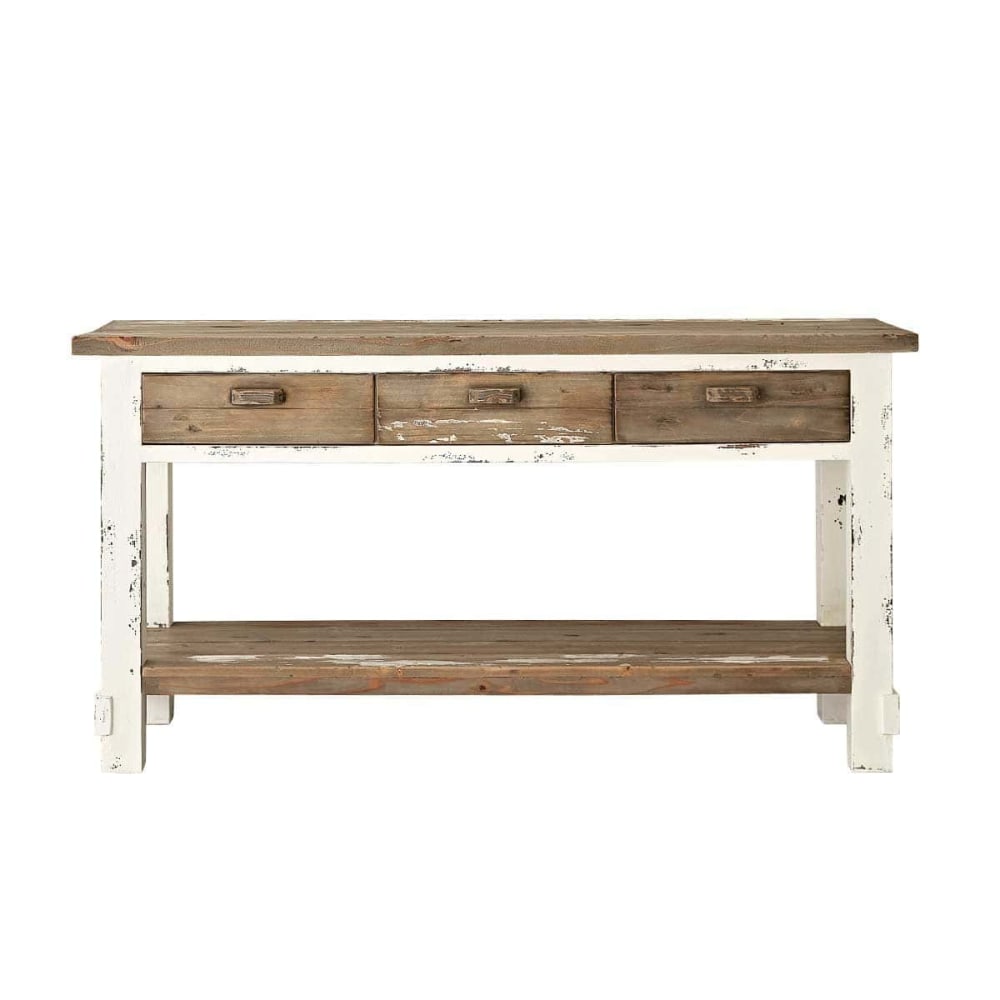 Meuble sous vasque en pin recyclé massif