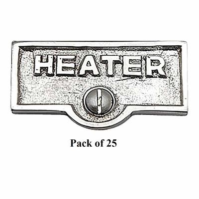 25 Switch Plate Tags HEATER Name Signs Labels Chrome Brass | Renovator's Supply
