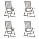 vidaXL Outdoor Recliner Chairs Patio Reclining Chair Gray Solid Wood Acacia