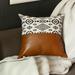 Faux Leather Printed Square Throw Pillow Cover
