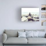 Rosecliff Heights Sonja Quintero "Bay Rocks III" Canvas Art Canvas, Cotton in Gray | 14 H x 19 W x 2 D in | Wayfair