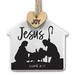 The Holiday Aisle® Stable Tag Jesus Hanging Figurine Ornament Ceramic/Porcelain in Black/Gray | 3.5 H x 3.5 W x 0.25 D in | Wayfair
