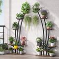 17 Stories Mccaulay Free Form Multi-Tiered Plant Stand Wood/Metal/Manufactured Wood in Black | 59.84 H x 23.62 W x 11.81 D in | Wayfair