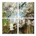 Red Barrel Studio® Apple Blossoms w/ White Flowers - Floral Canvas Wall Art Print 4 Piece Set in Blue/Brown/Green | 32 H x 32 W x 1 D in | Wayfair