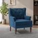 Wingback Chair - Lark Manor™ Alexyz 29.5" W Tufted Polyester Wingback Chair Wood/Polyester in Blue/Navy | 37.5 H x 29.5 W x 30 D in | Wayfair