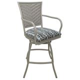 Winston Porter Elinat Patio Bar Stool w/ Cushion, Metal in Brown/Gray | 48 H x 22 W x 22 D in | Wayfair E60801EE37244DFF942B309460EDE135