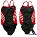 Adidas Swim | Adidas 1 Piece Vortex Swimsuit, Black Splice C Back, Red Accents. Size26 (Small) | Color: Black/Red | Size: S