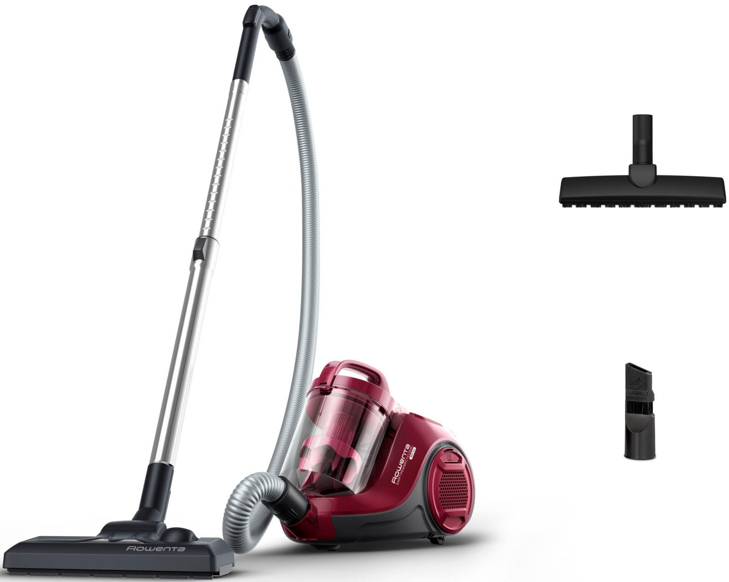 ROWENTA Bodenstaubsauger "Swift Power Cyclonic, ohne Beutel, hohe Saugleistung auf Hartböden", rot (dunkelrot), B:25,5cm H:30,4cm T:37cm, Bodenstaubsauger, kompakte Größe, starke Leistung dank Effitech-Motor, einfache Leerung