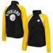 Women's G-III 4Her by Carl Banks Black/Gold Pittsburgh Steelers Confetti Raglan Full-Zip Track Jacket