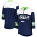 Women's G-III 4Her by Carl Banks College Navy/White Seattle Seahawks Double Team 3/4-Sleeve Lace-Up T-Shirt