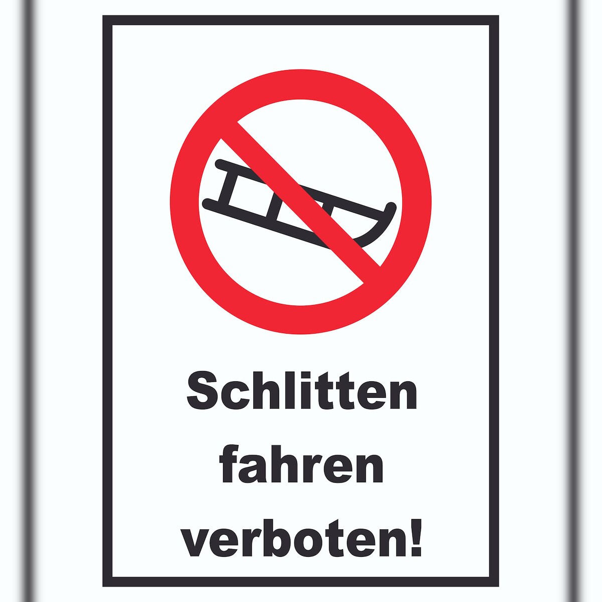 Schlitten fahren verboten Schild A0 Rückseite selbstklebend Image