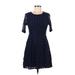 Xhilaration Casual Dress - Mini: Blue Solid Dresses - Women's Size Medium