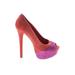 H By Halston Heels: Pumps Platform Cocktail Red Solid Shoes - Women's Size 7 - Peep Toe