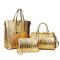AMBERLER-sacs à main en cuir PU pour femmes sacs de luxe de styliste motif crocodile ensemble 3
