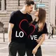 T-shirt personnalisé avec impression de coeur d'amour pour Couple cadeau de mariage pour Couples