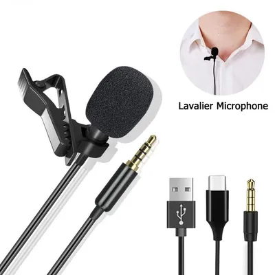 Microphone portable Lavalier à pince micro à condensateur USB filaire 3.5m prise type C externe