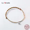La Monada-Bracelets en ULcolorée en argent regardé 925 pour femmes et filles coeur ligne de fil