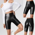 Short en similicuir taille haute pour femme short sexy slim monochromatique noir pantalon court