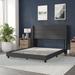 Upholstered Platform Bed with Wingback Headboard