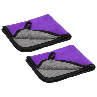 Microfiber Cleaning Cloths 12 x 16 Inch Polish Cloths Gray Purple 2Pcs - Gray Purple