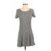 Forever 21 Casual Dress - A-Line: Gray Solid Dresses - Women's Size Small