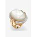 Women's Gold-Plated Oval Mother of Pearl and CZ Ring by PalmBeach Jewelry in Gold (Size 8)