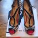 Nine West Shoes | Nine West Red Blue Stripe Mary Jane Peep Toe Heels Shoes Size 8 | Color: Blue/Red | Size: 8