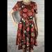 Lularoe Dresses | Lularoe Amelia Floral Dress | Color: Red/Tan | Size: Xs