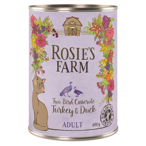 12x400g Pute&Ente Rosie's Farm Nassfutter für ausgewachsene Katzen Sparpaket