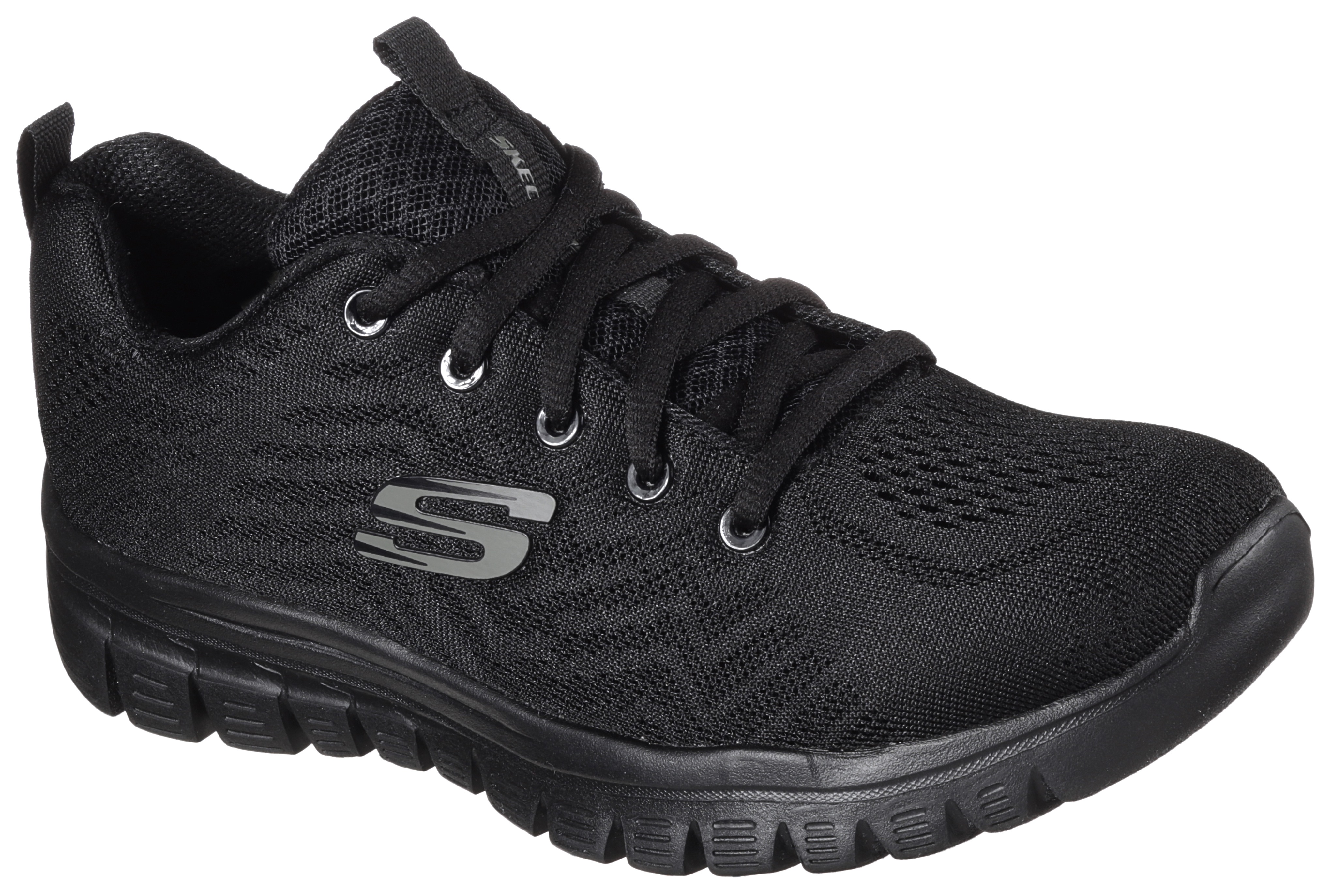 Sneaker SKECHERS "GRACEFUL - GET CONNECTED", Damen, Gr. 38, schwarz, Textil, Schuhe Sneaker, Freizeitschuh, Halbschuh, Schnürschuh in Schuhweite G (weit), Topseller