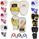 REX Boxing Set Boxing Gloves and Focus pad Set for MMA Training Martial Art Hook and Loop Sparring Set (6oz, Pink/White)